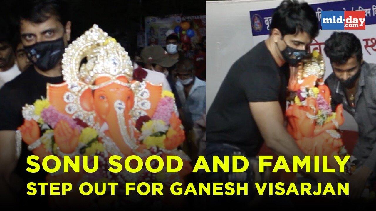 Sonu Sood And Family step out for Ganesh Visarjan
